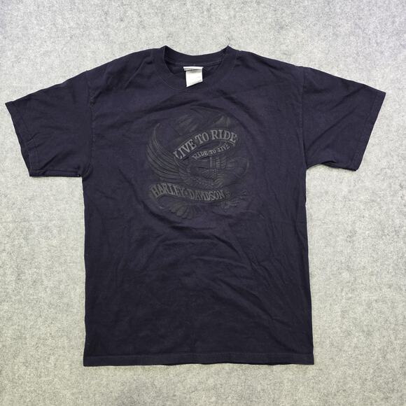 VTG Harley Davidson Motorcycle T Shirt Mens Medium Black Live To Ride Eagle CT - Picture 3 of 10